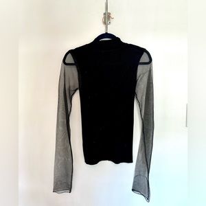 ASOS high neck sweater with sheer sleeves